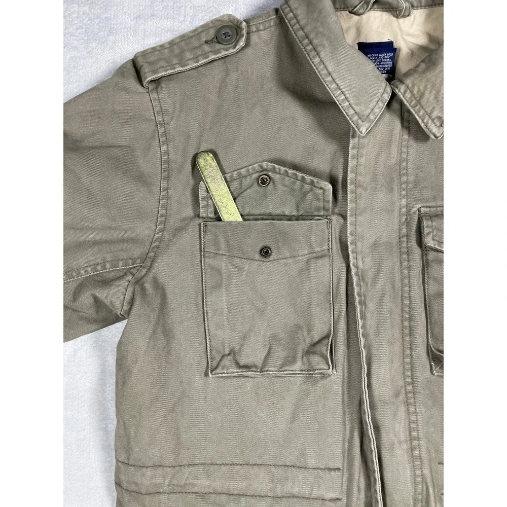 Y2K Vintage GAP Jacket Kids L Green Military Field Coat Utility